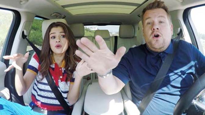 Selena Gomez does shots rides roller coaster on Carpool Karaoke