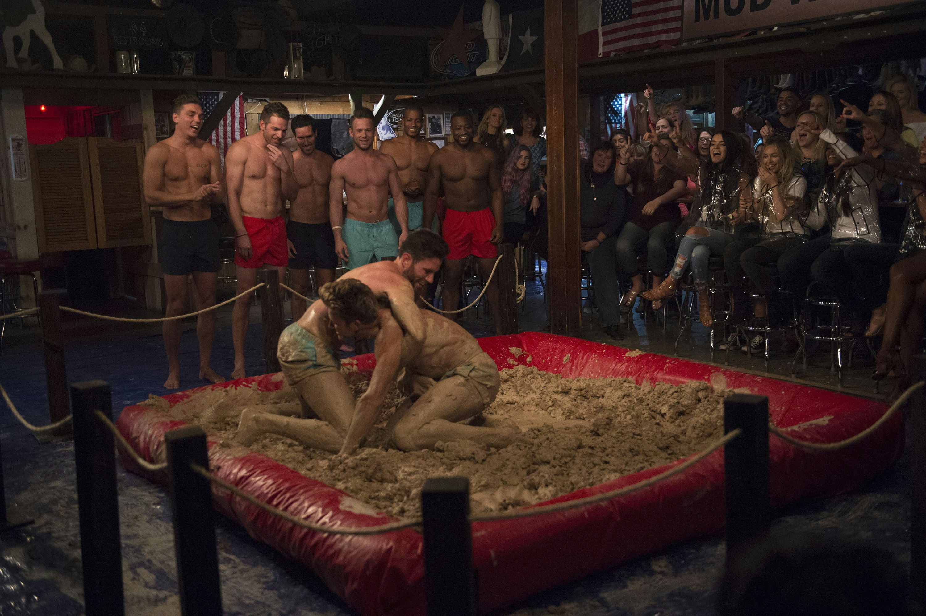 Men strip wrestle