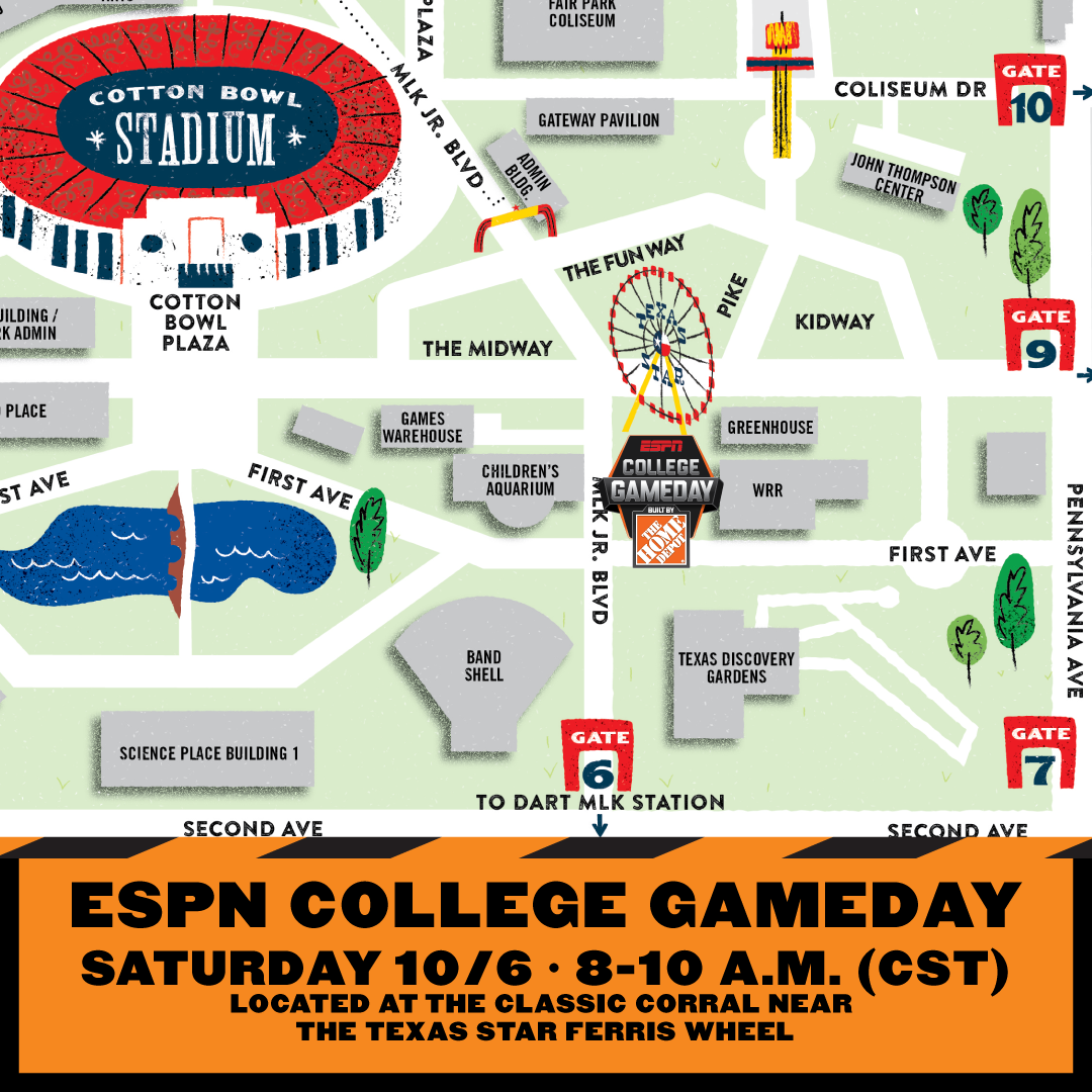 ESPN College GameDay location and parking information