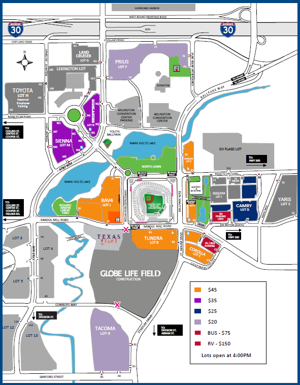 Globe Life Field Parking Map